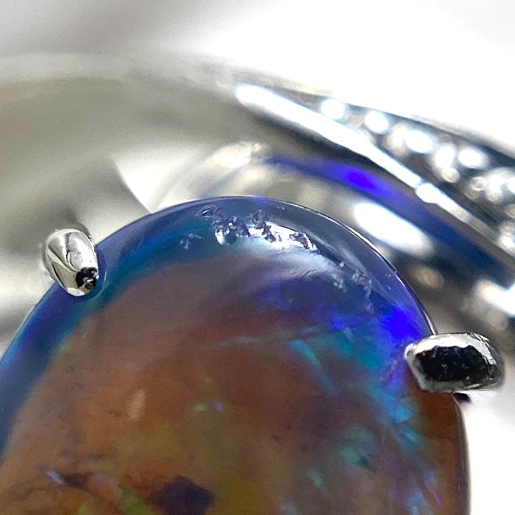 ブラックオパール デザインリング プラチナ 指輪 メレダイヤ リング 19号 Pt900 オパール ダイヤモンド メンズ 【中古】nbjwl