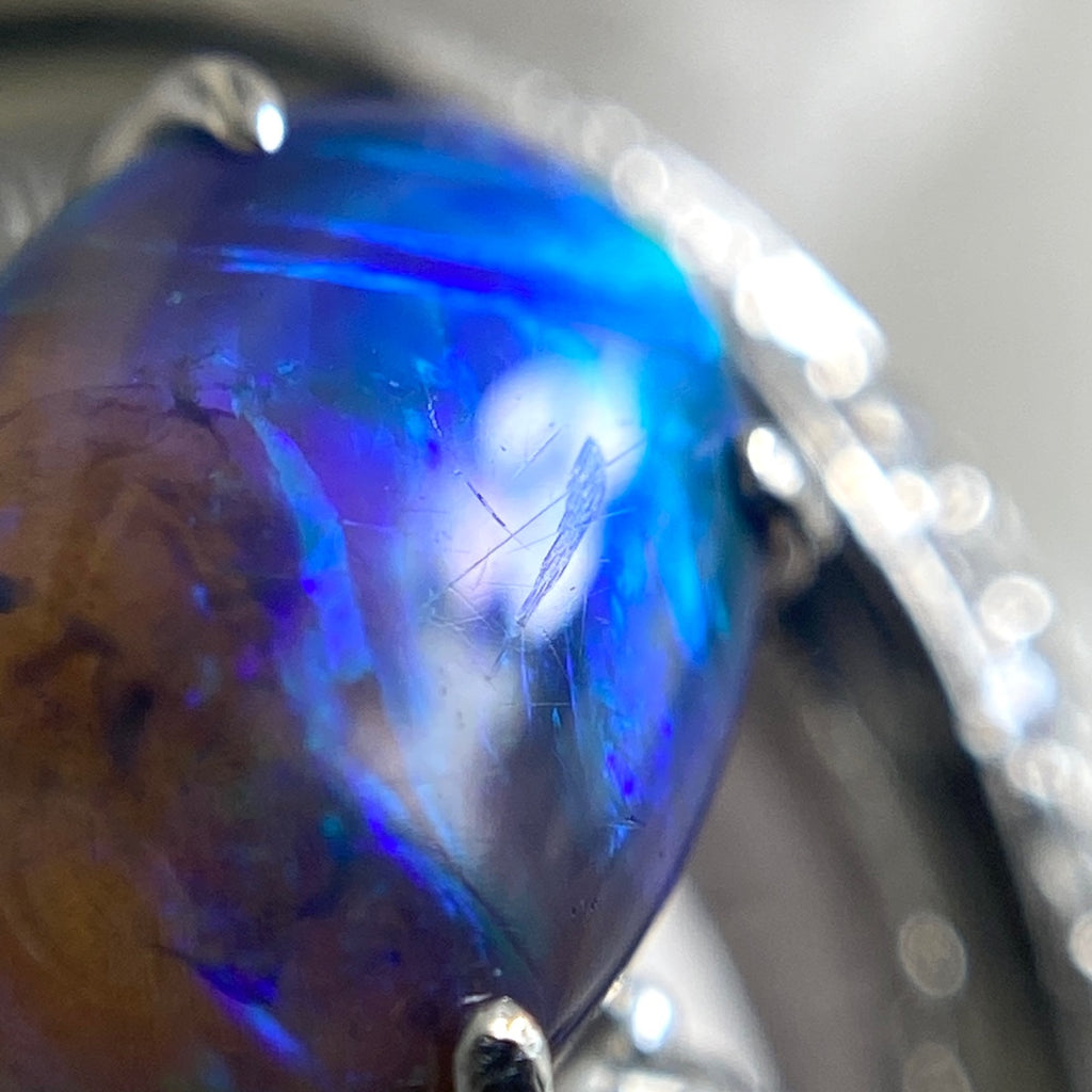 ブラックオパール デザインリング プラチナ 指輪 メレダイヤ リング 19号 Pt900 オパール ダイヤモンド メンズ 【中古】nbjwl