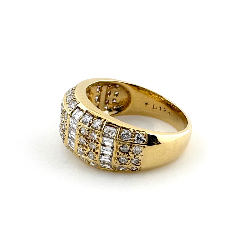 メレダイヤ デザインリング YG イエローゴールド 指輪 リング 11号 750 ダイヤモンド レディース 【中古】nbjwl