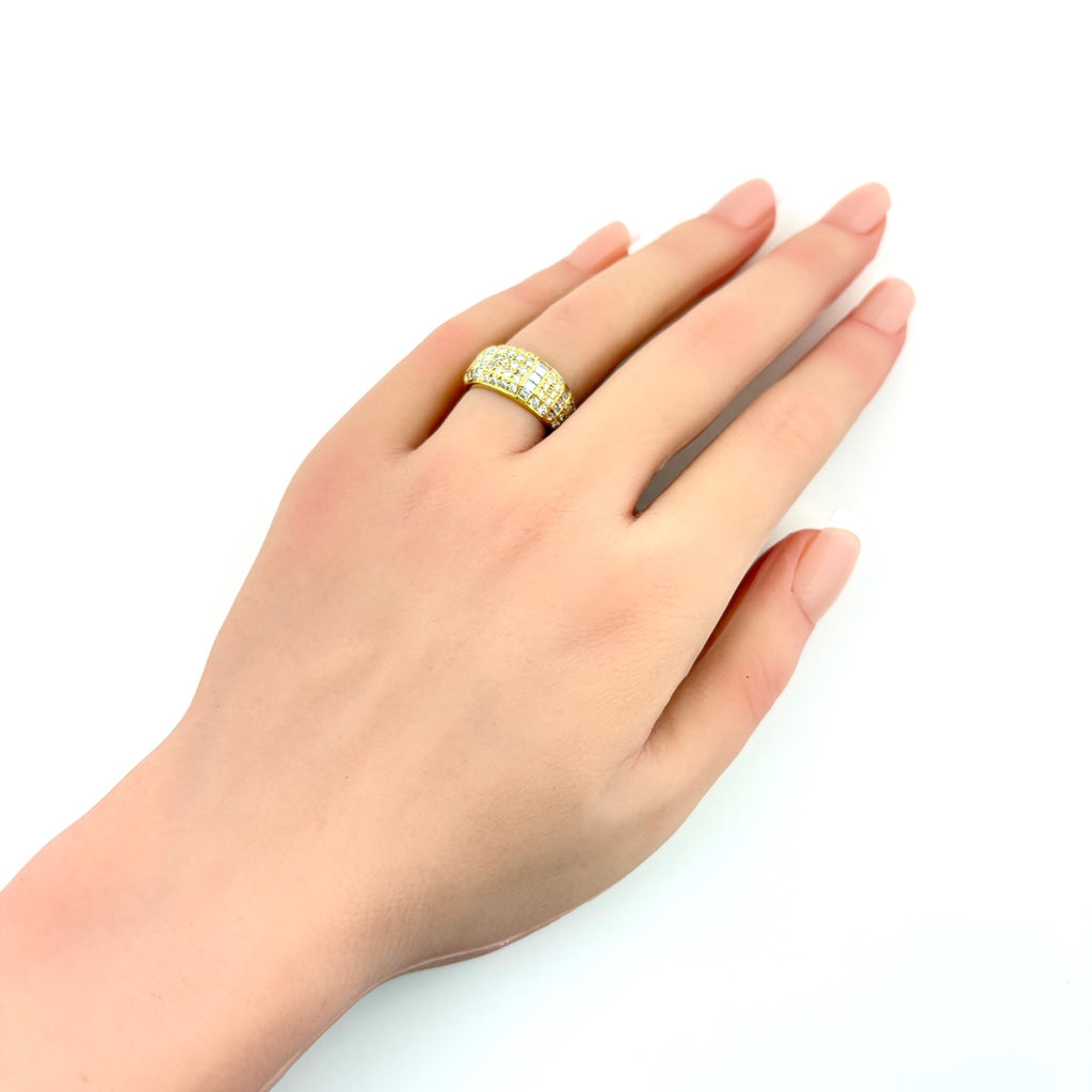 メレダイヤ デザインリング YG イエローゴールド 指輪 リング 11号 750 ダイヤモンド レディース 【中古】nbjwl