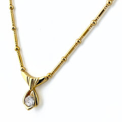 ダイヤモンド デザインネックレス YG イエローゴールド ペンダント ネックレス K18 ダイヤモンド レディース 【中古】nbjwl