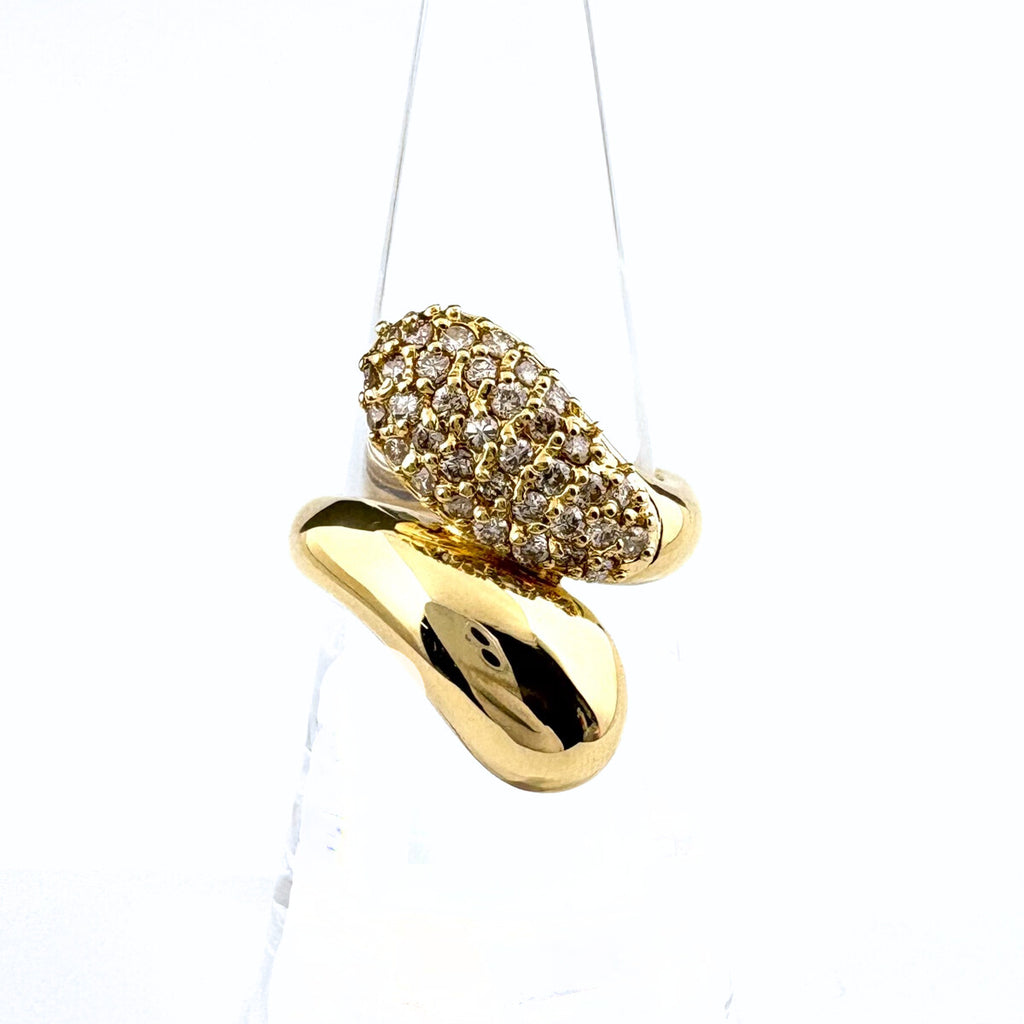 メレダイヤ デザインリング YG イエローゴールド 指輪 リング 12号 K18 ダイヤモンド レディース 【中古】nbjwl