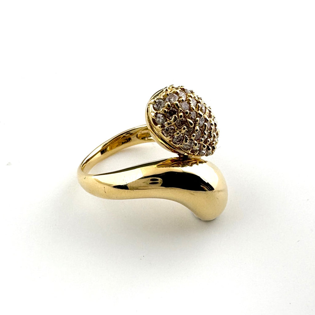 メレダイヤ デザインリング YG イエローゴールド 指輪 リング 12号 K18 ダイヤモンド レディース 【中古】nbjwl