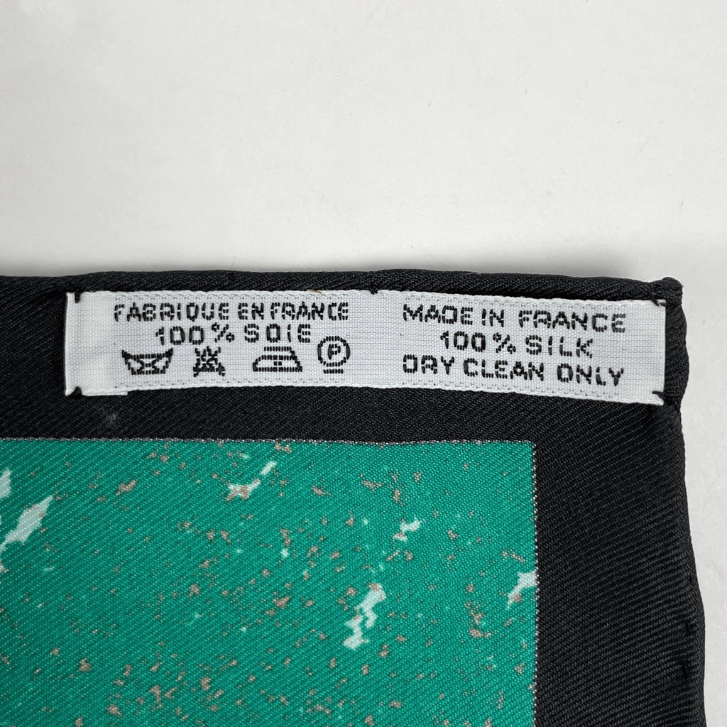 エルメス カレ 90 PiERRES d' ORiENT et d' OCCiDENT 東洋の石と西洋の石細工 鳥 花 果実 果物 スカーフ シルク ブラック マルチカラー レディース 【中古】brbag