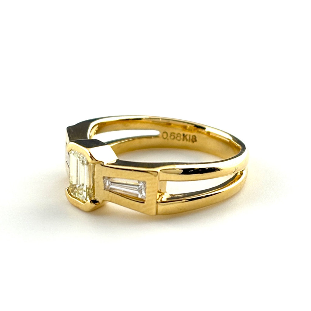 メレダイヤ デザインリング YG イエローゴールド 指輪 リング 11.5号 K18 ダイヤモンド レディース ノンブランドジュエリー 【中古】nbjwl