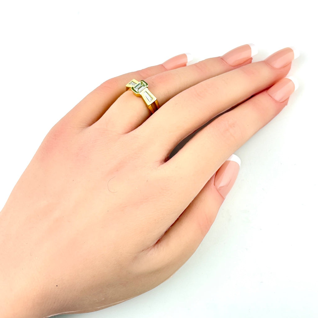 メレダイヤ デザインリング YG イエローゴールド 指輪 リング 11.5号 K18 ダイヤモンド レディース ノンブランドジュエリー 【中古】nbjwl