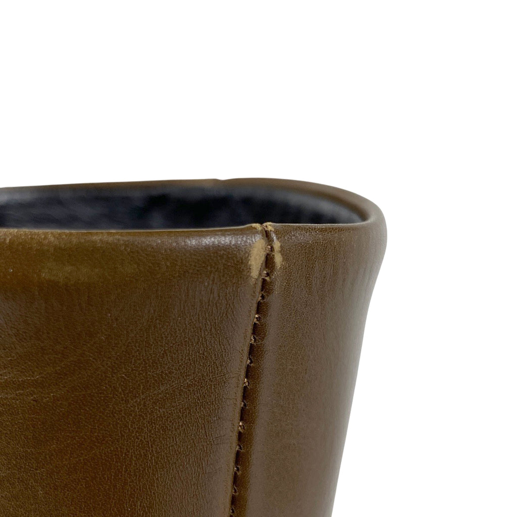 プラダ スクエアトゥ ブーツ ハイヒール ミディアム 靴 ブーツ レザー ブラウン レディース 【中古】brapp