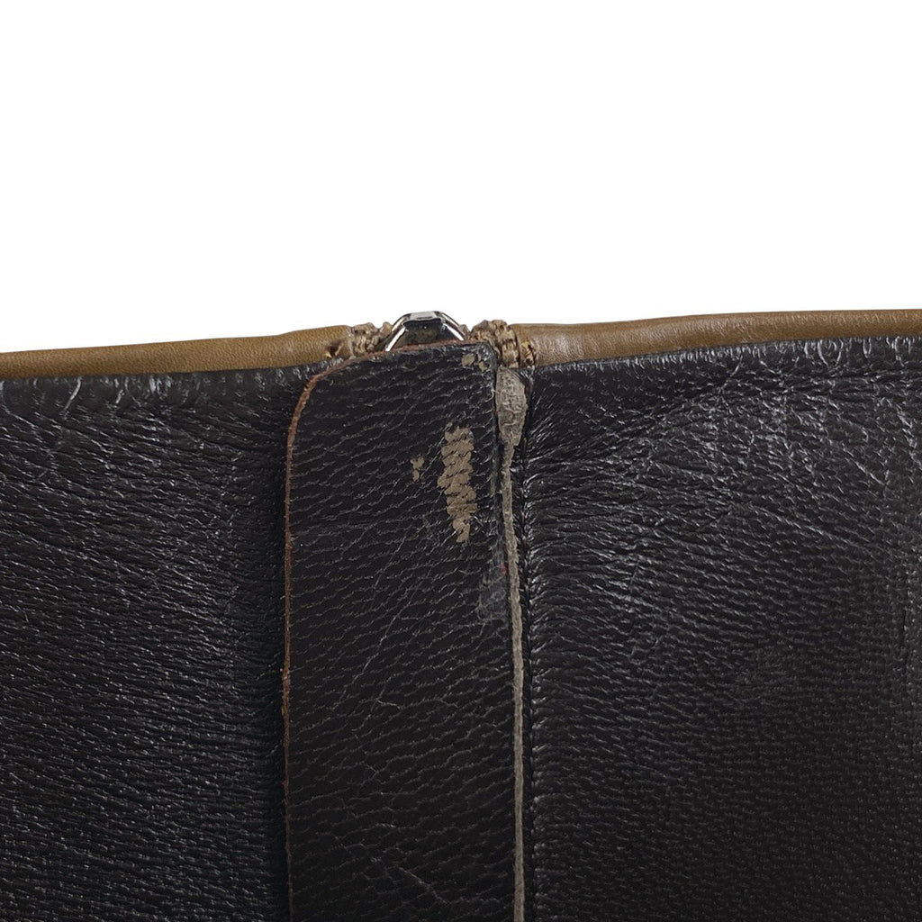 プラダ スクエアトゥ ブーツ ハイヒール ミディアム 靴 ブーツ レザー ブラウン レディース 【中古】brapp