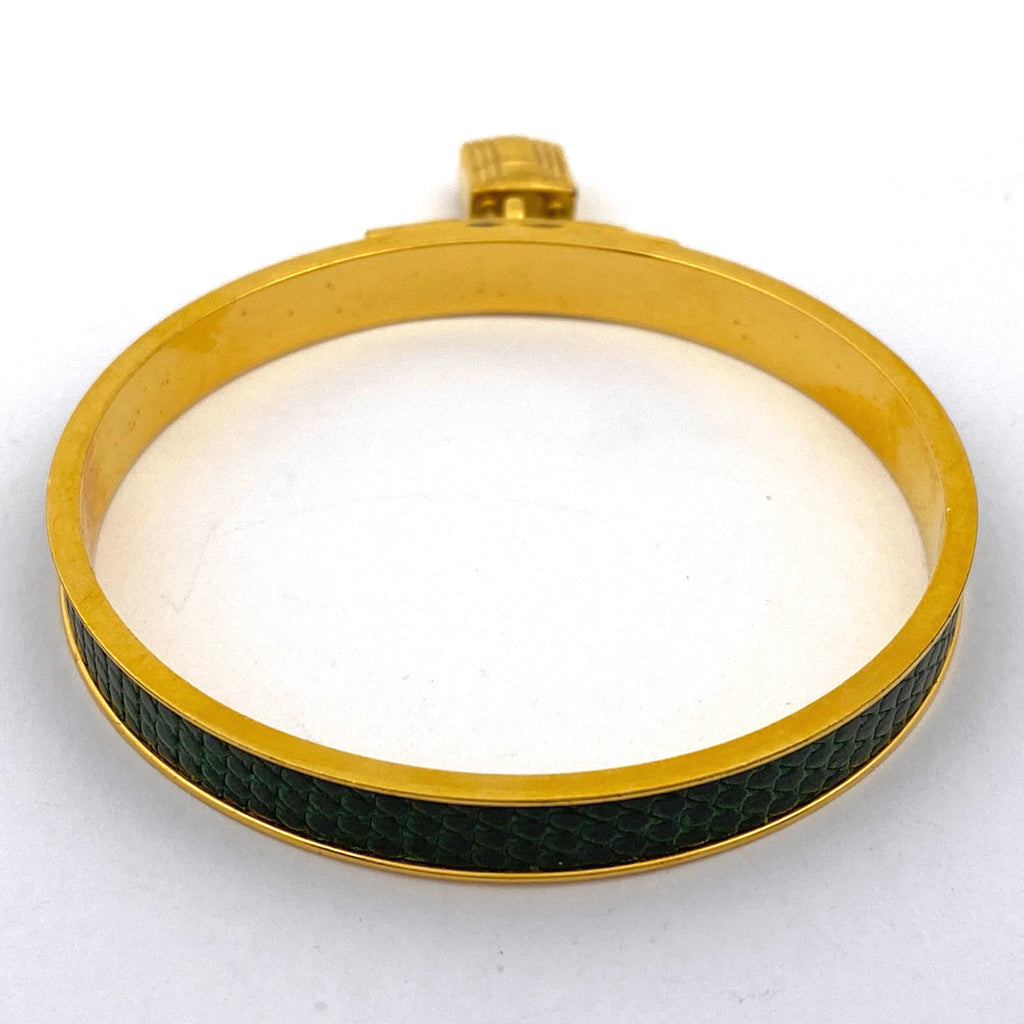 エルメス ケリー バングル　 腕輪 カデナ バングル GP レザー ゴールド グリーン レディース 【中古】bracc