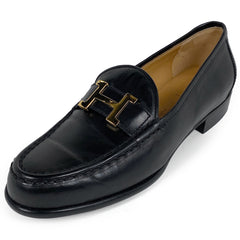 エルメス Hロゴ ローファー 靴 レザー ブラック レディース 【中古】brapp