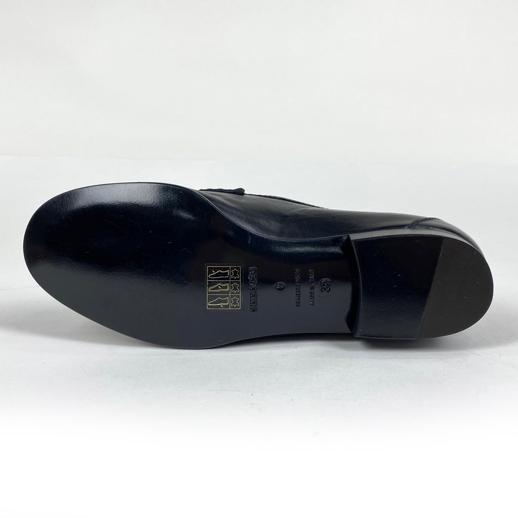 エルメス Hロゴ ローファー 靴 レザー ブラック レディース 【中古】brapp