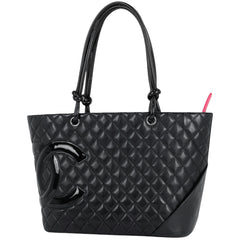 シャネル カンボンライン ラージ トートバッグ ココマーク ショルダーバッグ トートバッグ レザー ブラック ピンク A25169 レディース 【中古】brbag