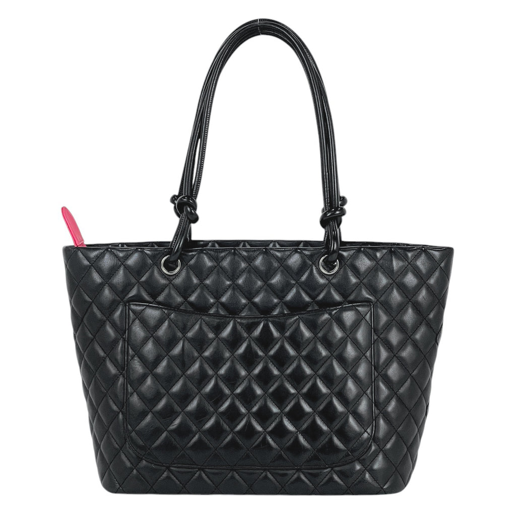 シャネル カンボンライン ラージ トートバッグ ココマーク ショルダーバッグ トートバッグ レザー ブラック ピンク A25169 レディース 【中古】brbag