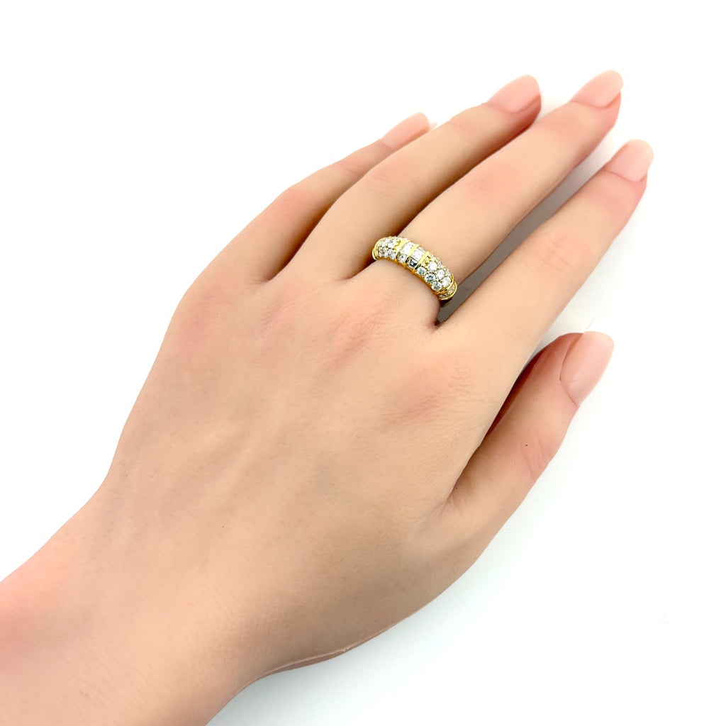 メレダイヤ デザインリング YG イエローゴールド 指輪 リング 11号 K18 ダイヤモンド レディース 【中古】nbjwl