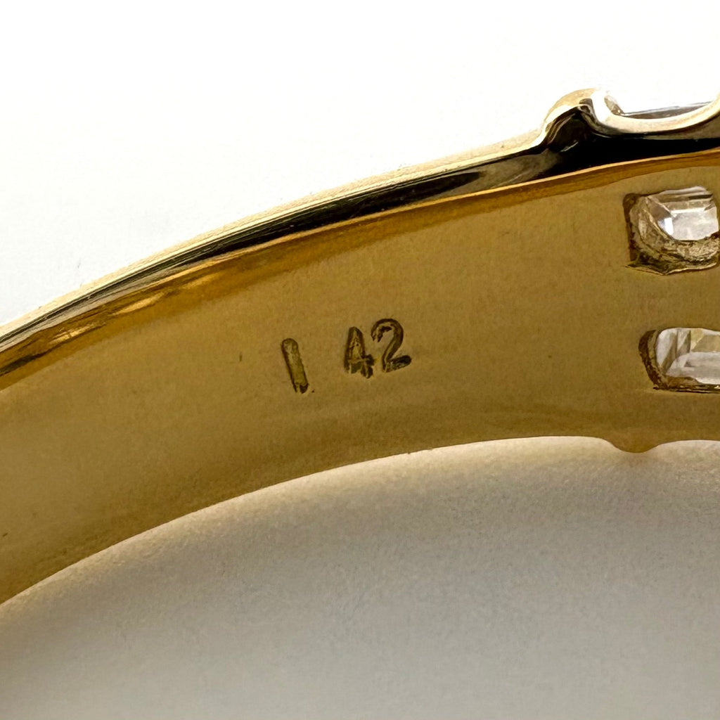 メレダイヤ デザインリング YG イエローゴールド 指輪 リング 11号 K18 ダイヤモンド レディース 【中古】nbjwl