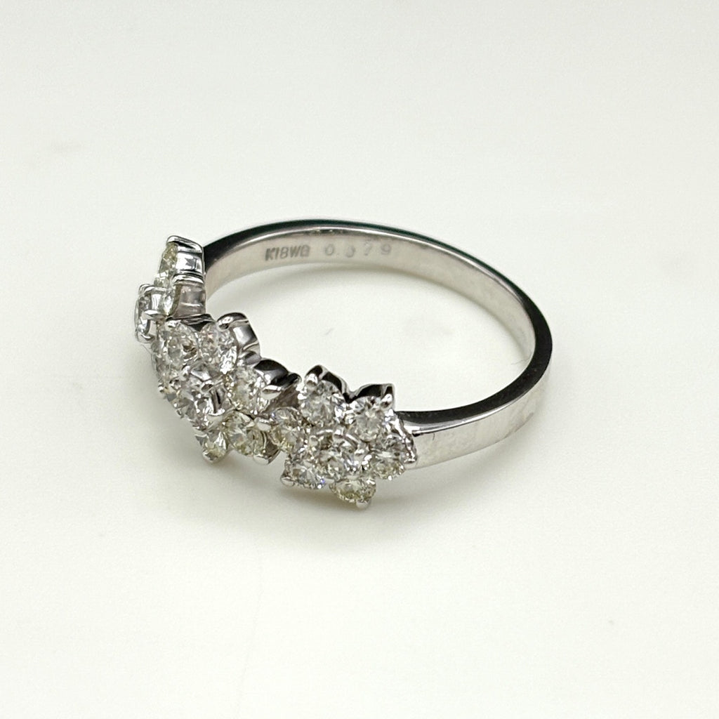 ダイヤモンド デザインリング WG ホワイトゴールド 指輪 メレダイヤ リング 13号 K18 WG ダイヤモンド レディース ノンブランドジュエリー 【中古】nbjwl