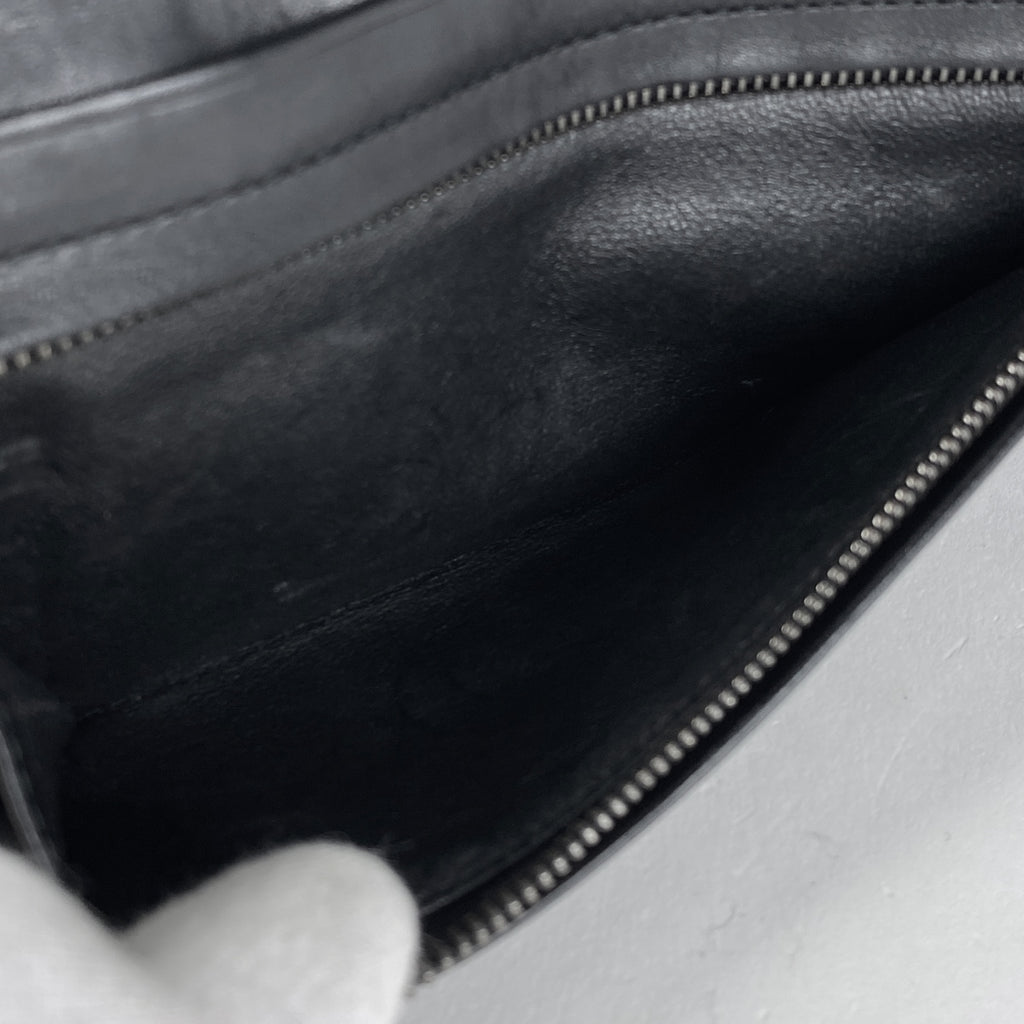 ボッテガヴェネタ イントレチャート 二つ折り 長財布 レザー ブラック メンズ 【中古】brbag