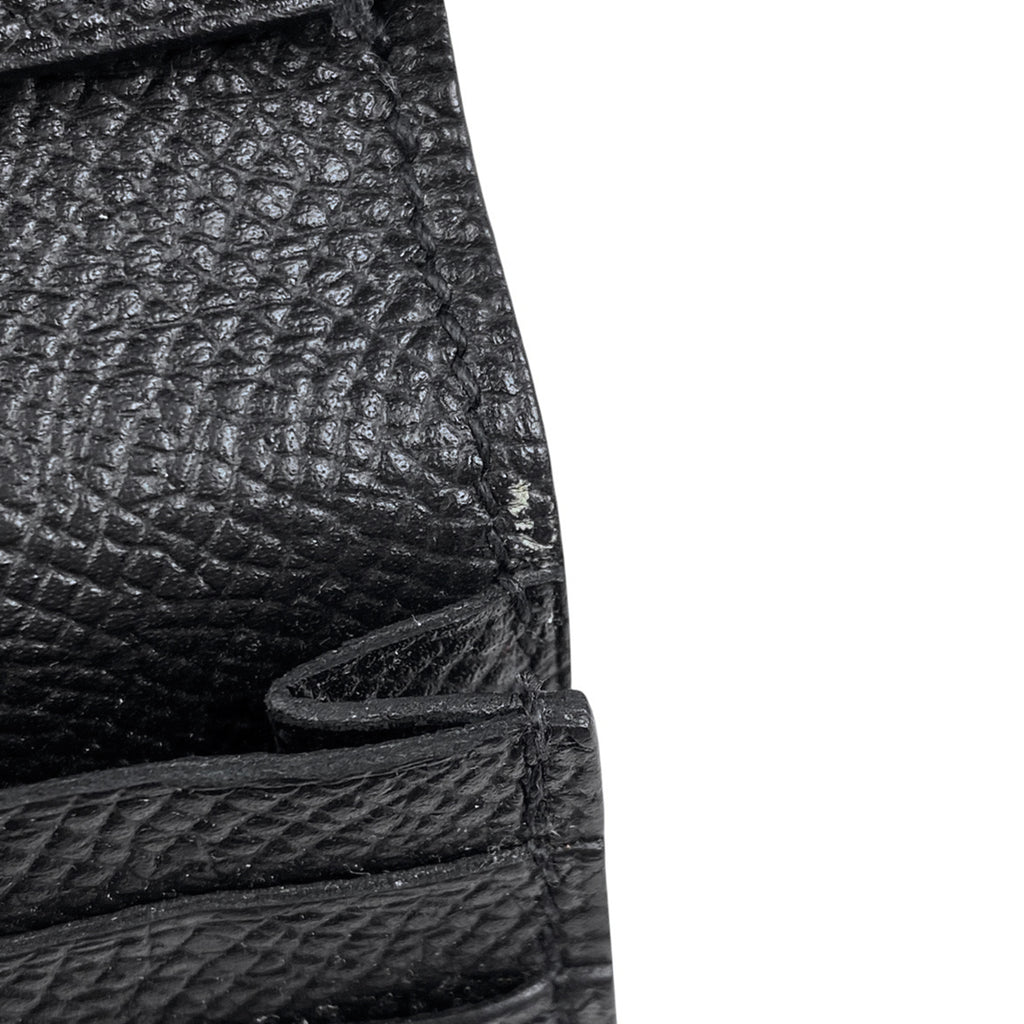 エルメス ベアン スフレ Hロゴ 二つ折り 長財布 ヴォーエプソン ブラック Ｔ レディース 【中古】brbag