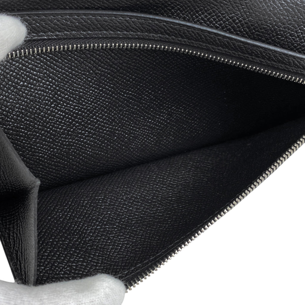 エルメス ベアン スフレ Hロゴ 二つ折り 長財布 ヴォーエプソン ブラック Ｔ レディース 【中古】brbag