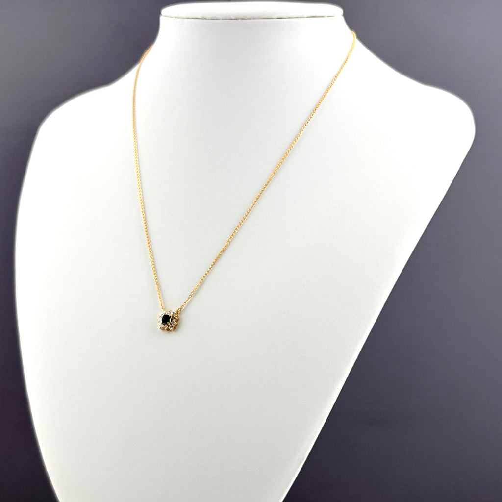 エメラルド デザインネックレス YG イエローゴールド ペンダント メレダイヤ ネックレス 750 エメラルド ダイヤモンド レディース 【中古】nbjwl