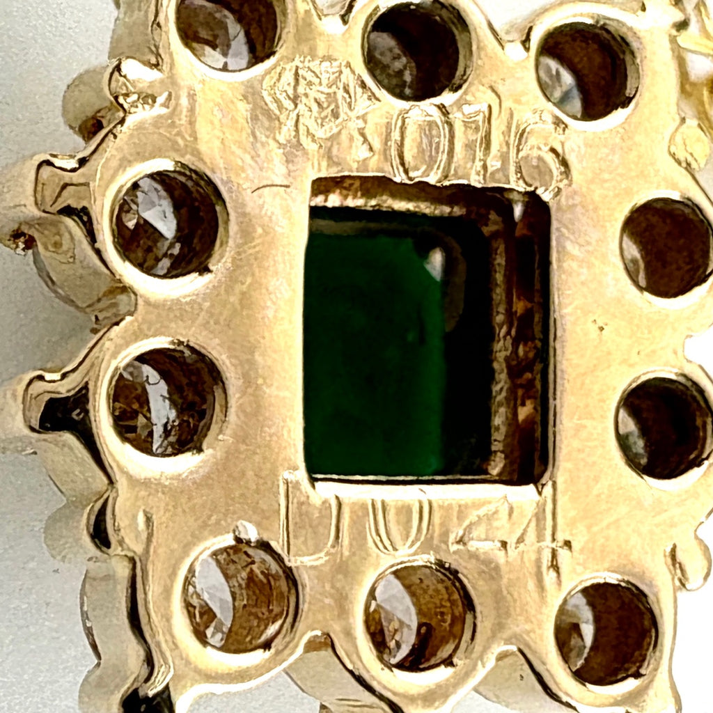 エメラルド デザインネックレス YG イエローゴールド ペンダント メレダイヤ ネックレス 750 エメラルド ダイヤモンド レディース 【中古】nbjwl