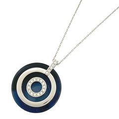 スワロフスキー クリスタル デザイン ネックレス シルバーメッキ シルバー ネイビー レディース 【中古】bracc