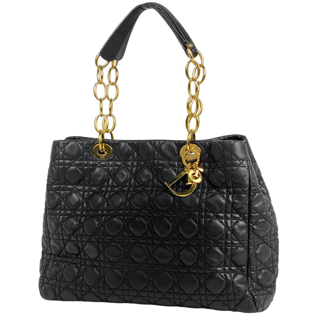 クリスチャンディオール カナージュ チェーン トートバッグ ショルダーバッグ トートバッグ レザー ブラック レディース 【中古】brbag