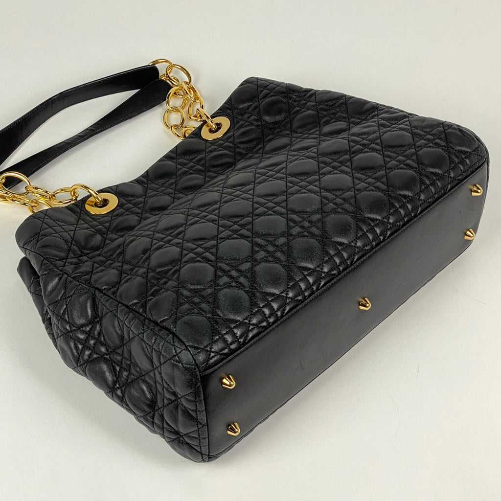 クリスチャンディオール カナージュ チェーン トートバッグ ショルダーバッグ トートバッグ レザー ブラック レディース 【中古】brbag