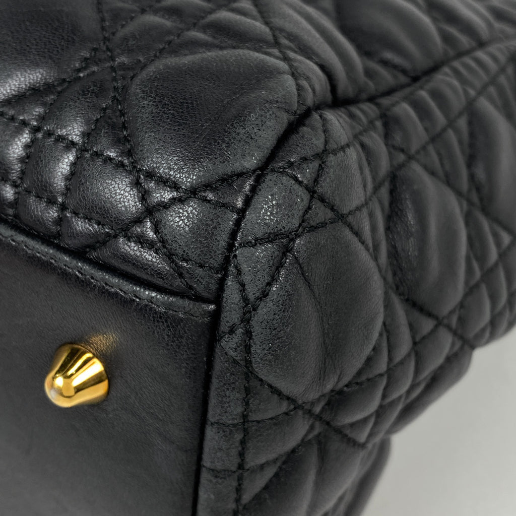 クリスチャンディオール カナージュ チェーン トートバッグ ショルダーバッグ トートバッグ レザー ブラック レディース 【中古】brbag