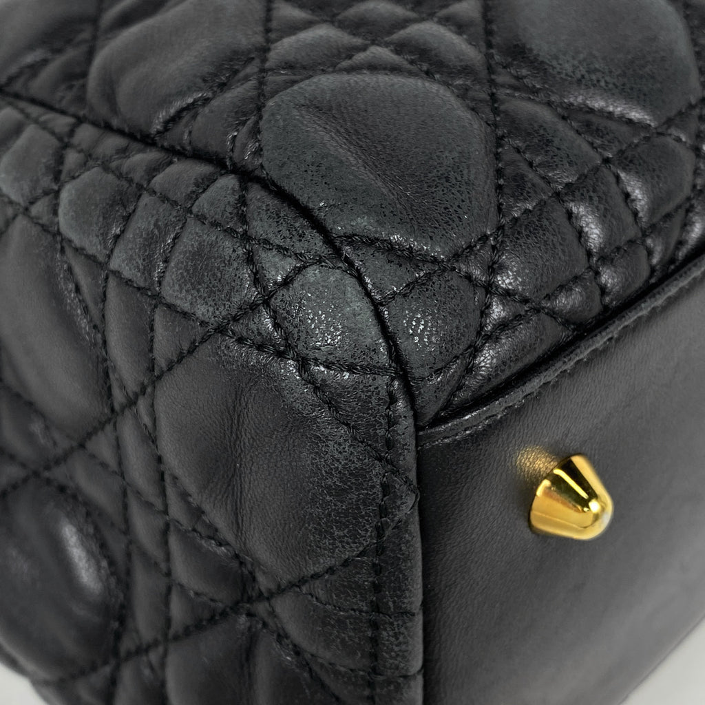 クリスチャンディオール カナージュ チェーン トートバッグ ショルダーバッグ トートバッグ レザー ブラック レディース 【中古】brbag