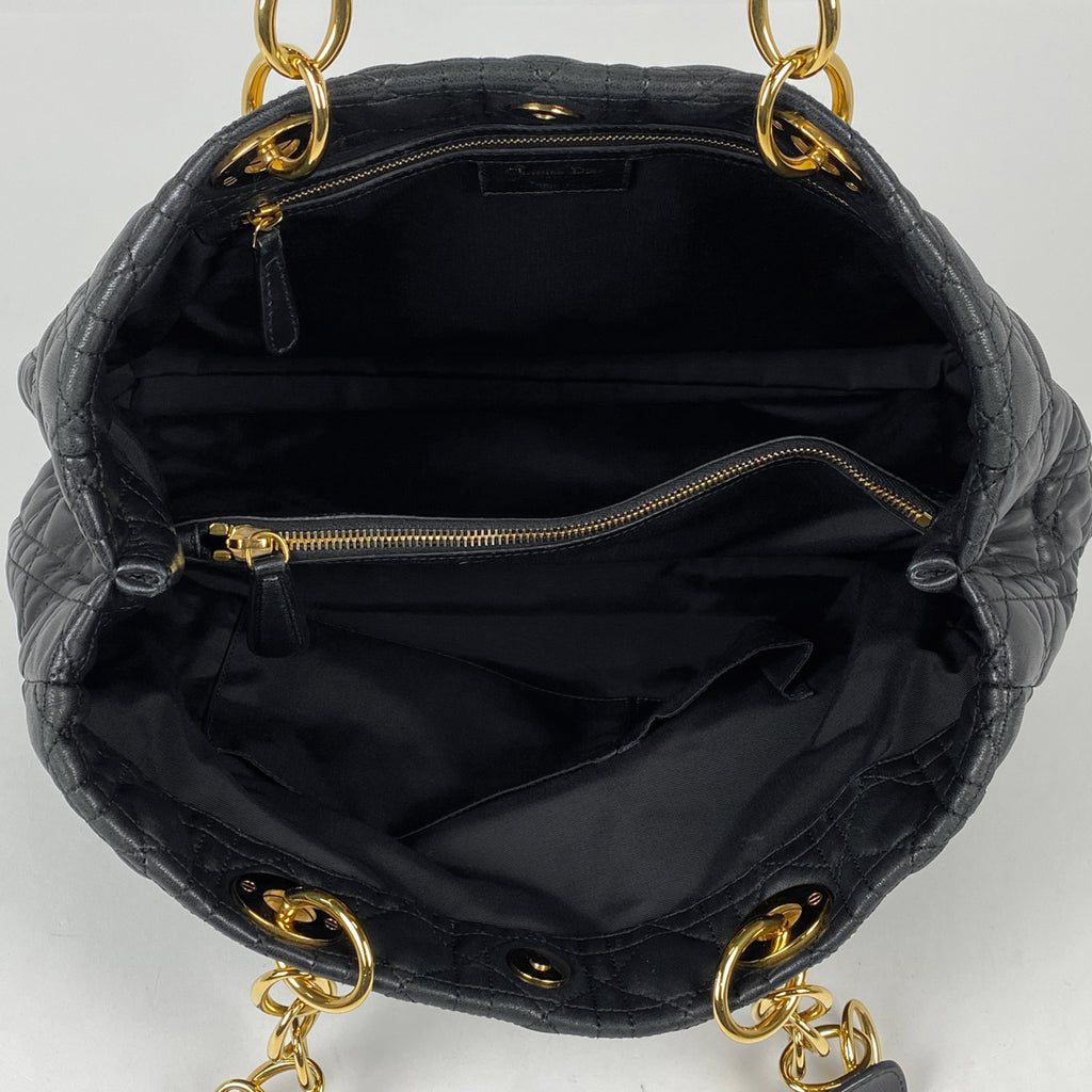 クリスチャンディオール カナージュ チェーン トートバッグ ショルダーバッグ トートバッグ レザー ブラック レディース 【中古】brbag