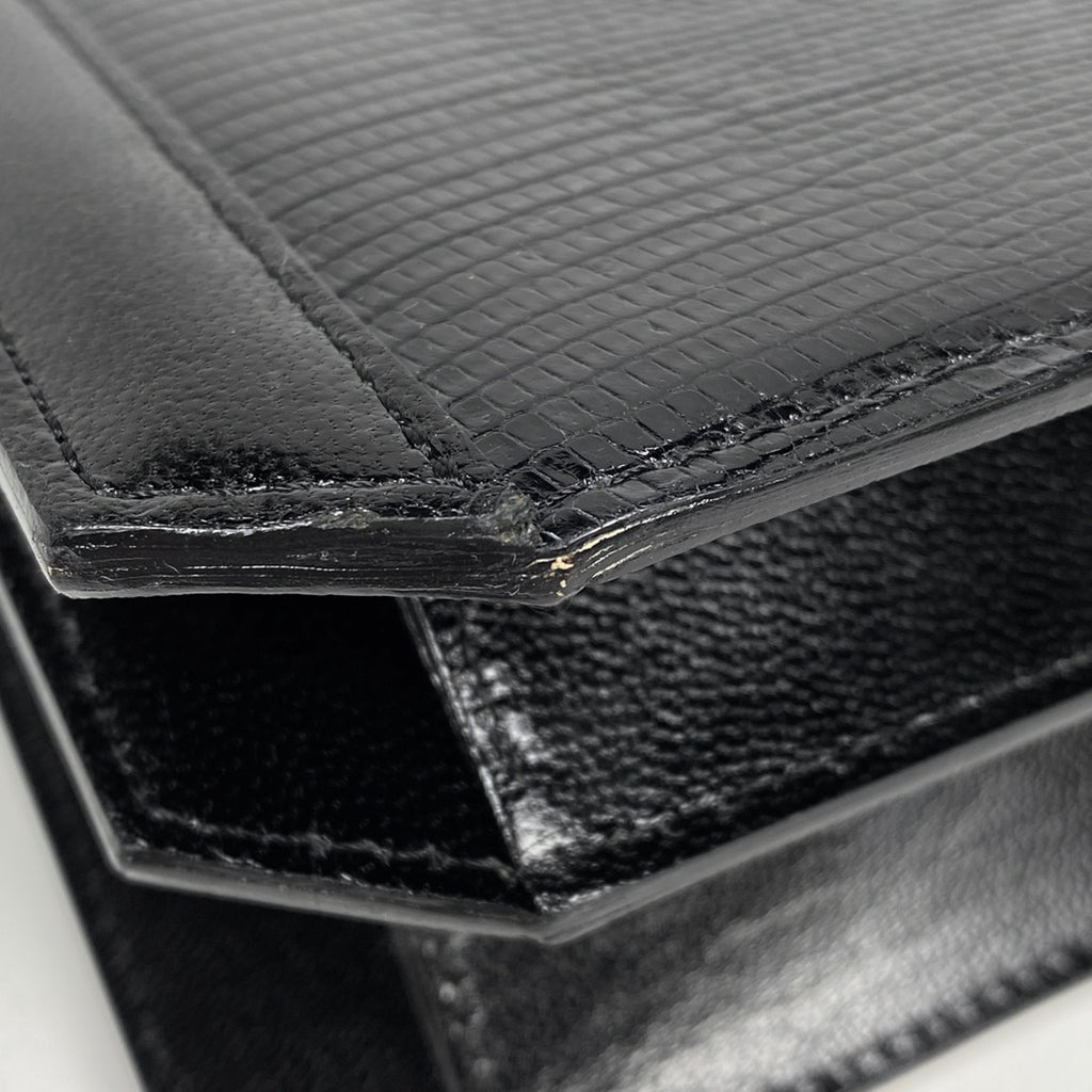 イヴ・サンローラン ロゴ ショルダーバッグ 2WAY ハンドバッグ ショルダーバッグ リザード ブラック レディース 【中古】brbag