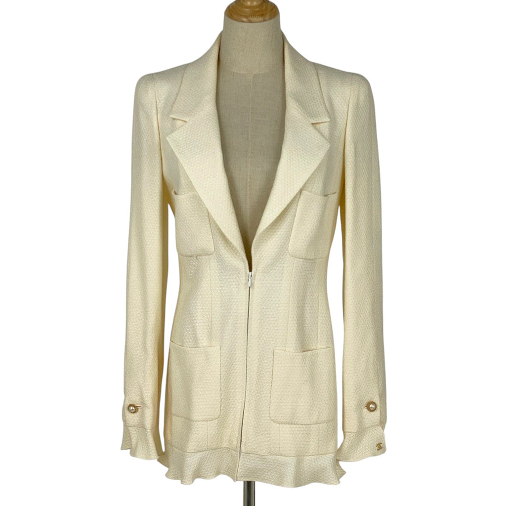 シャネル ココマーク ジップアップ ジャケット フリル 02P アウター その他ジャケット レーヨン ウール アイボリー レディース 【中古】brapp