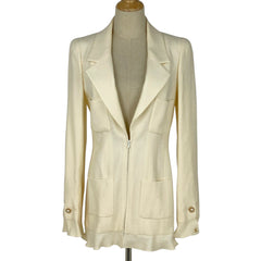 シャネル ココマーク ジップアップ ジャケット フリル 02P アウター その他ジャケット レーヨン ウール アイボリー レディース 【中古】brapp