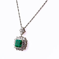 エメラルド デザインネックレス プラチナ ペンダント ダイヤモンド ネックレス Pt900 Pt850 エメラルド レディース 【中古】nbjwl