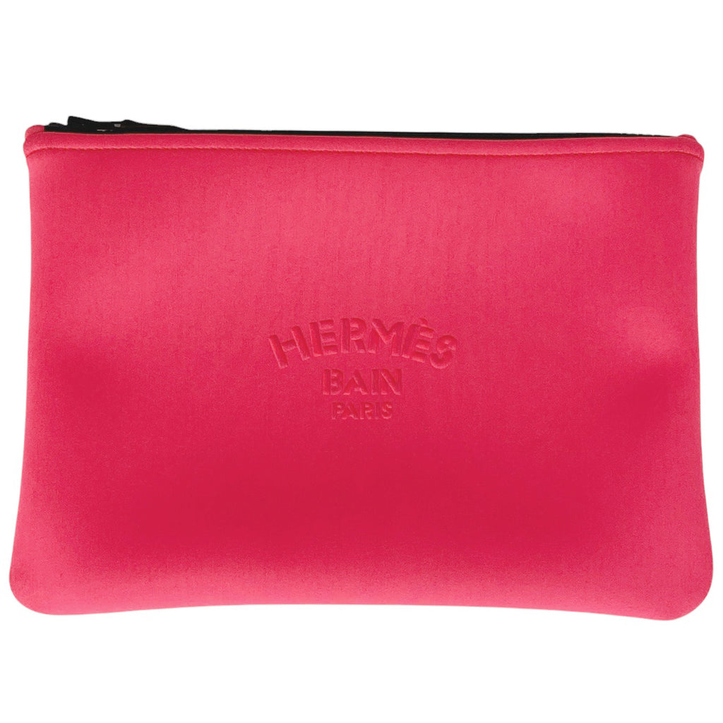 エルメス トゥルース フラット ネオバン MM 化粧ポーチ ナイロン ピンク レディース 【中古】brbag