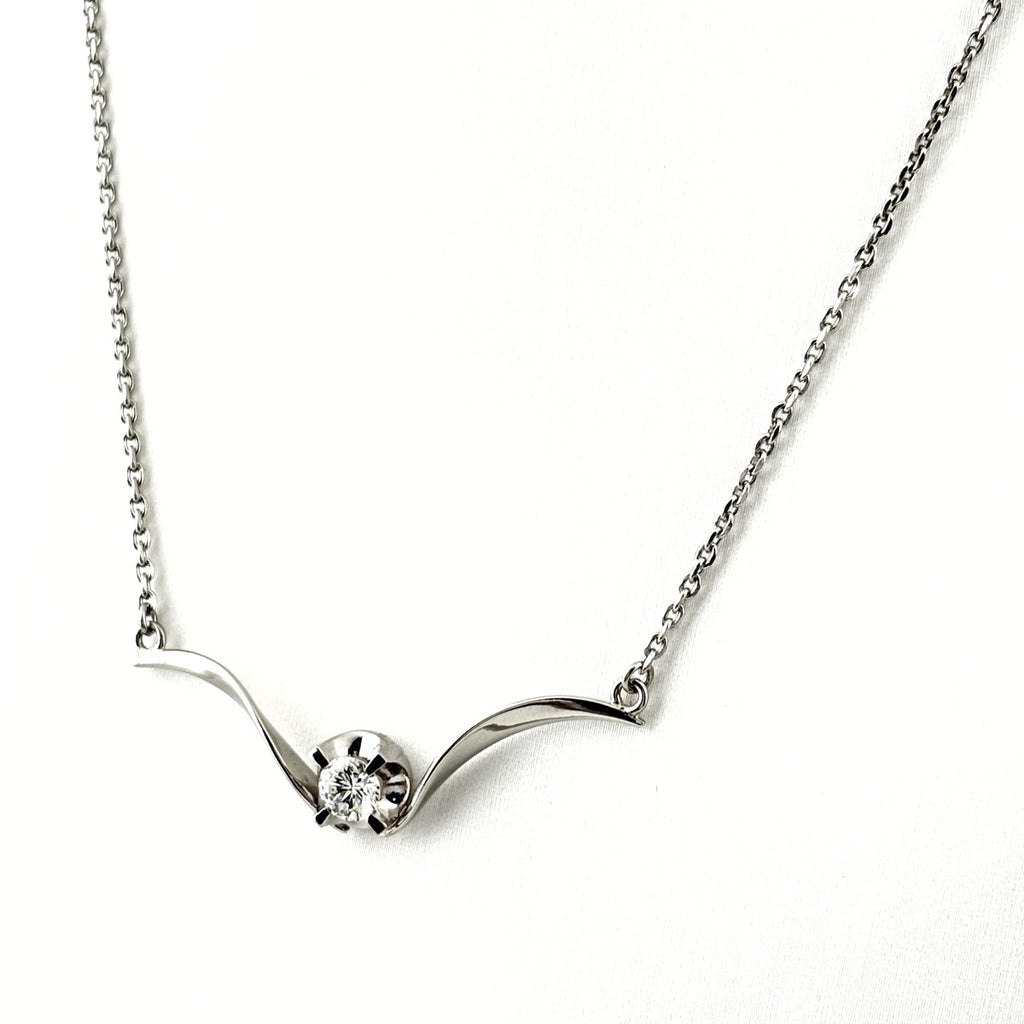 ダイヤモンド デザインネックレス プラチナ ネックレス Pt900 ダイヤモンド レディース 【中古】nbjwl