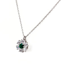 フラワーモチーフ ネックレス Pt900 Pt850 エメラルド レディース ノンブランドジュエリー 【中古】nbjwl