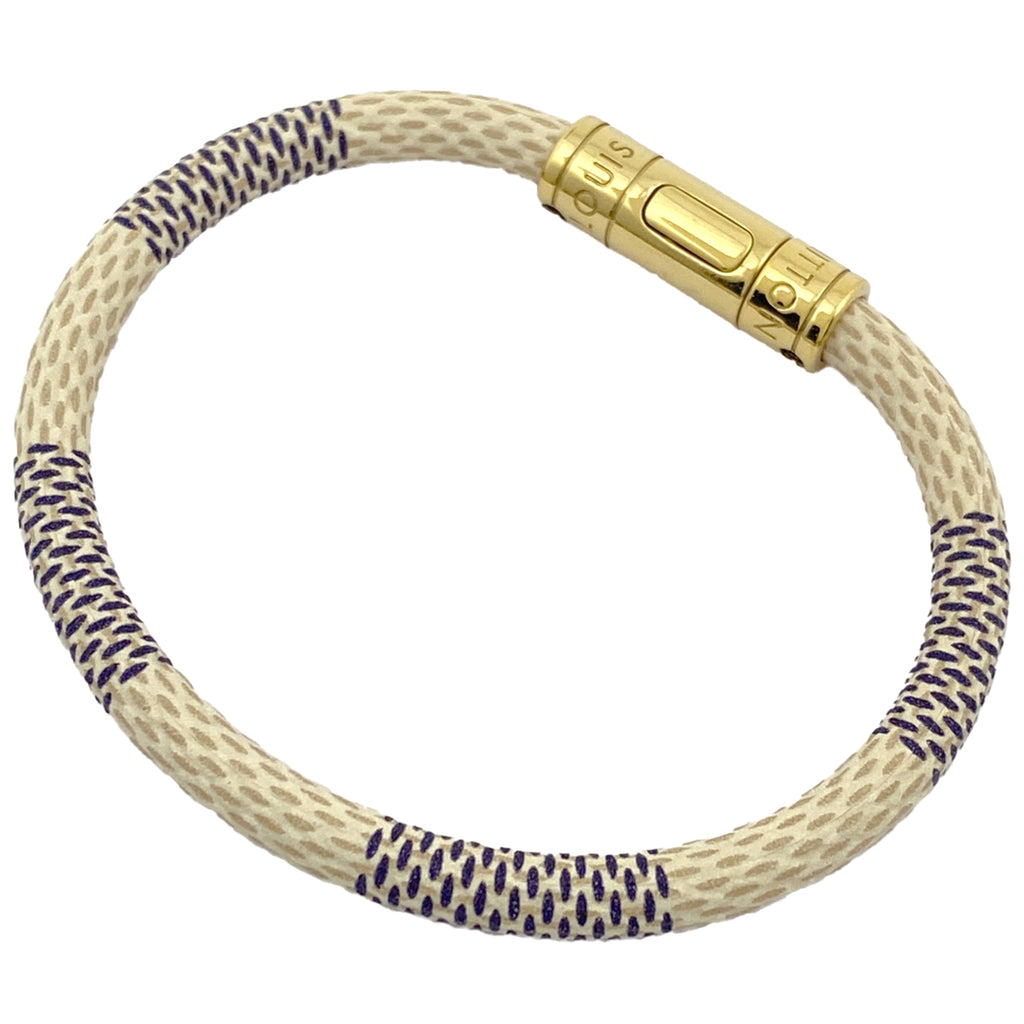 ルイ・ヴィトン ブラスレ キープイット 腕輪 ブレスレット ダミエアズール ホワイト レディース 【中古】bracc