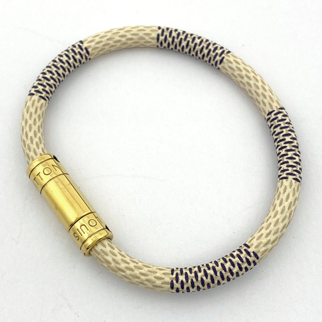 ルイ・ヴィトン ブラスレ キープイット 腕輪 ブレスレット ダミエアズール ホワイト レディース 【中古】bracc