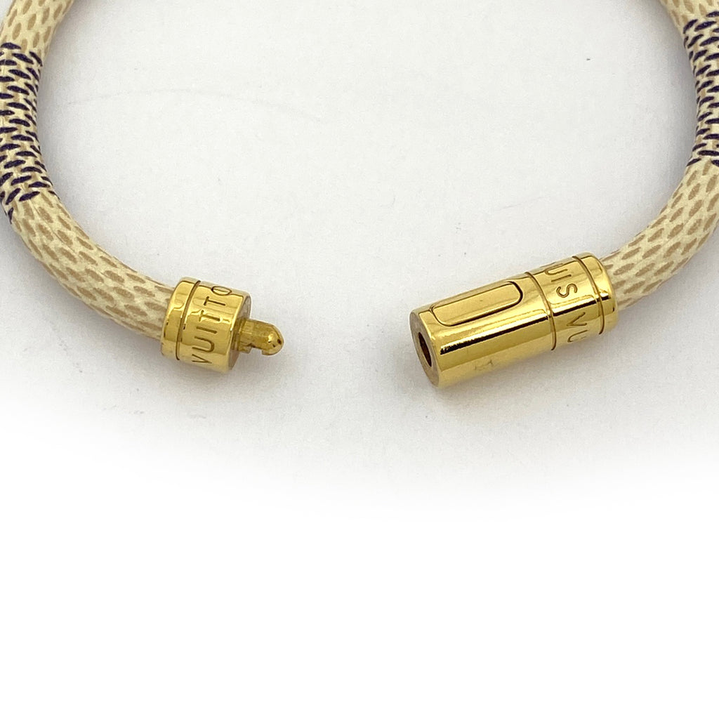 ルイ・ヴィトン ブラスレ キープイット 腕輪 ブレスレット ダミエアズール ホワイト レディース 【中古】bracc