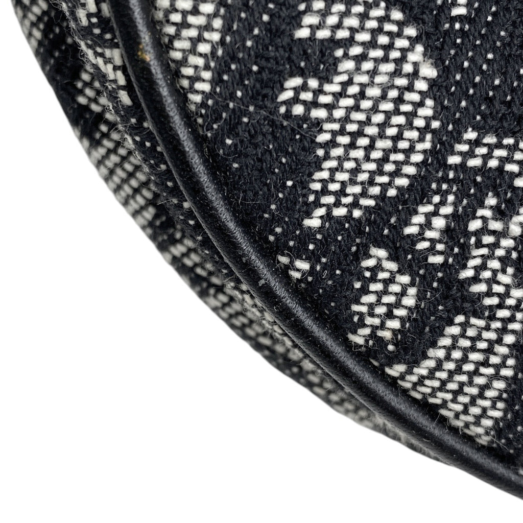 クリスチャンディオール トロッター柄 サドルバッグ ハンドバッグ ワンショルダー ロゴ ショルダーバッグ キャンバス ブラック グレー レディース 【中古】brbag