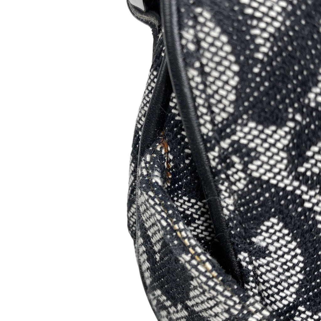 クリスチャンディオール トロッター柄 サドルバッグ ハンドバッグ ワンショルダー ロゴ ショルダーバッグ キャンバス ブラック グレー レディース 【中古】brbag