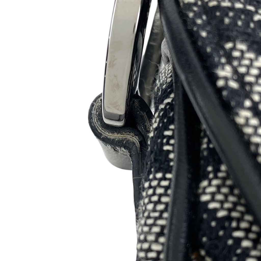 クリスチャンディオール トロッター柄 サドルバッグ ハンドバッグ ワンショルダー ロゴ ショルダーバッグ キャンバス ブラック グレー レディース 【中古】brbag