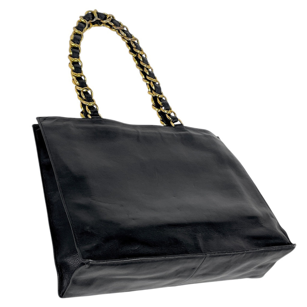 シャネル ココマーク チェーン トートバッグ 肩掛け ショルダーバッグ トートバッグ レザー ブラック レディース 【中古】brbag