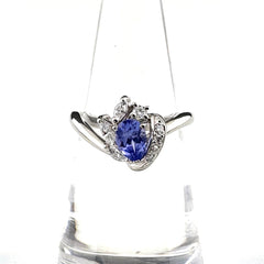 タンザナイト デザインリング プラチナ 指輪 メレダイヤ リング 11号 Pt900 タンザナイト ダイヤモンド レディース 【中古】nbjwl