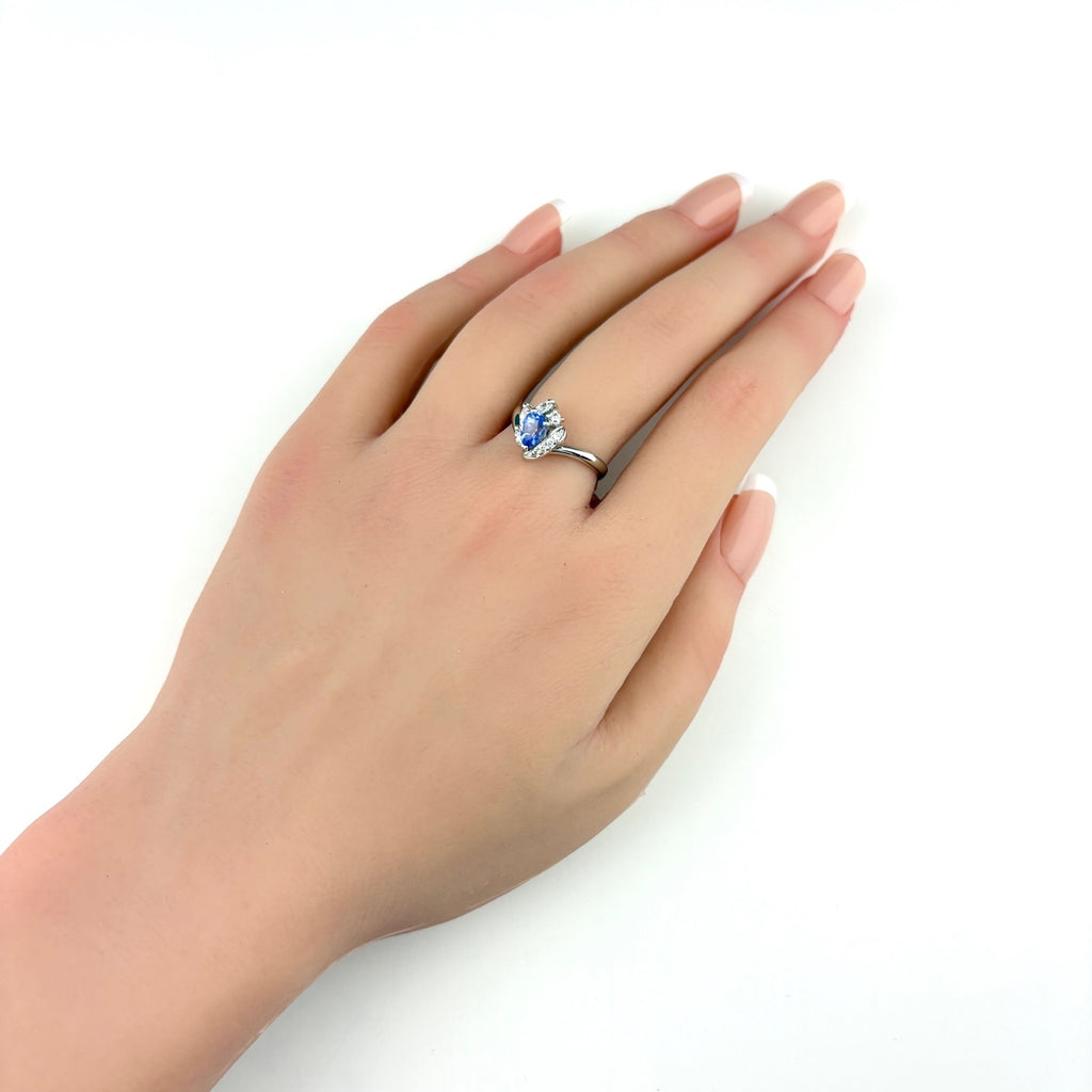 タンザナイト デザインリング プラチナ 指輪 メレダイヤ リング 11号 Pt900 タンザナイト ダイヤモンド レディース 【中古】nbjwl