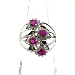 ルビー デザインリング プラチナ 指輪 メレダイヤ リング 12号 Pt900 ルビー ダイヤモンド レディース 【中古】nbjwl