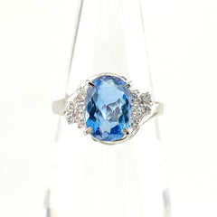アクアマリン デザインリング プラチナ 指輪 メレダイヤ リング 8号 Pt900 アクアマリン ダイヤモンド レディース 【中古】nbjwl