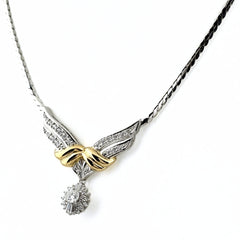 メレダイヤ デザインネックレス プラチナ YG イエローゴールド ペンダント ダイヤモンド ネックレス Pt900 Pt850 K18 レディース 【中古】nbjwl